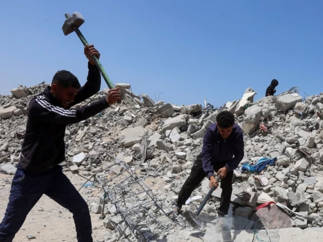 Palestinians use Gaza rubble to restore streets as US rebuilding plan stalls
