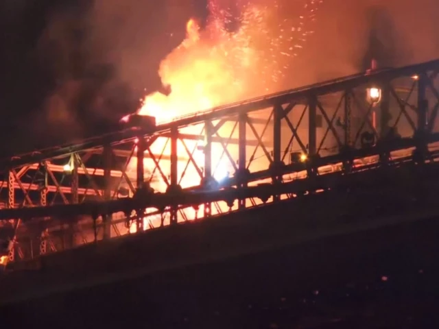 Fire breaks out on New York's Brooklyn Bridge during US Independence Day fireworks display